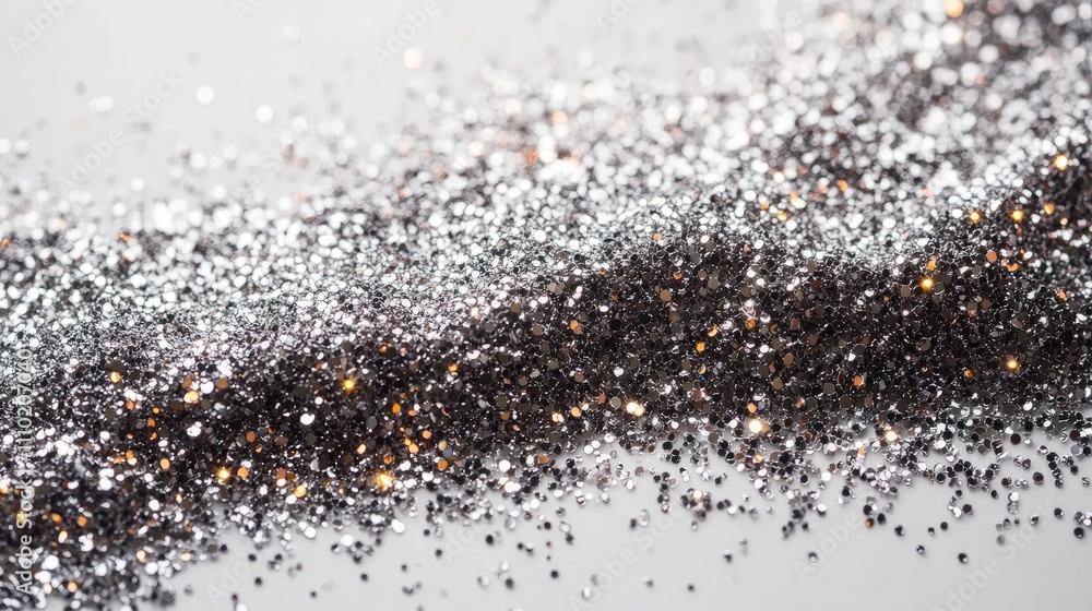 Leinwandbilder silver glitter scattered on a clean white surface creating a sparkling and shimmering effect for fes