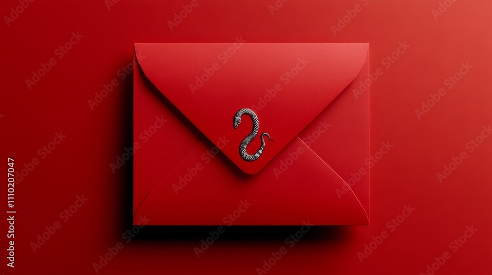 Poster minimalist red envelope with elegant design and simple detailing