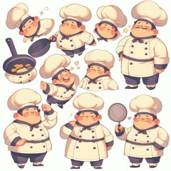 Fototapeta premium Cheerful chef character poses.