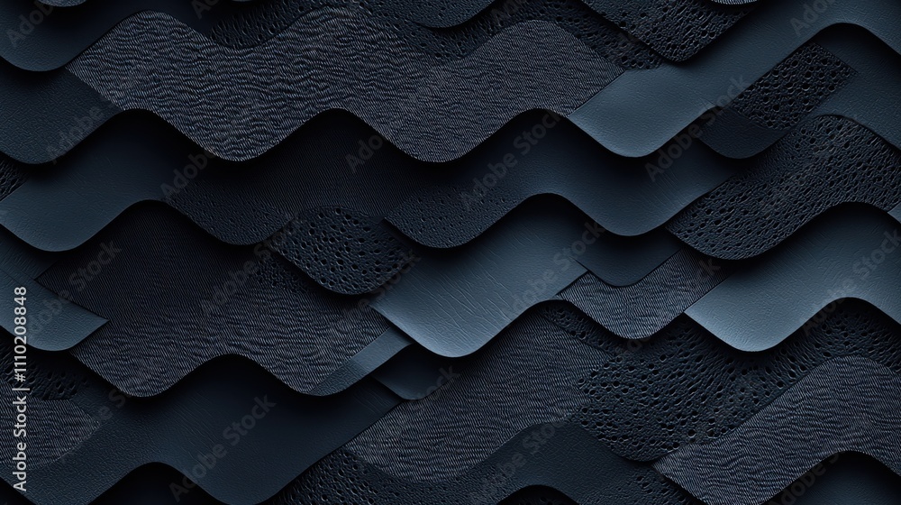 Poster dynamic black waves abstract background digital art modern design close-up textured surface for visu