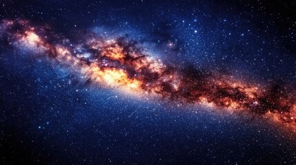 Naklejka premium Galactic View of the Milky Way in Night Sky over Teide National Park Tenerife Canary Islands