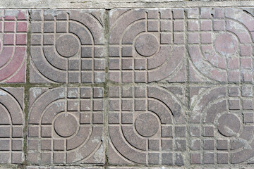 Geometric Patterned Pavement Gray Stone Tiles Outdoor Floor Texture