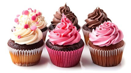 Chocolate cupcakes isolated on white background