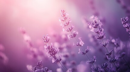 Obraz premium Soft Lavender Blossoms in Dreamy Purple Hues Under Gentle Light