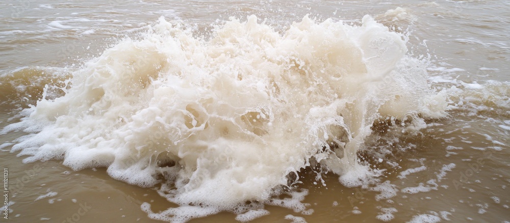 Poster dynamic splash of foam and surf at the seafront capturing the beauty of small waves in a coastal set