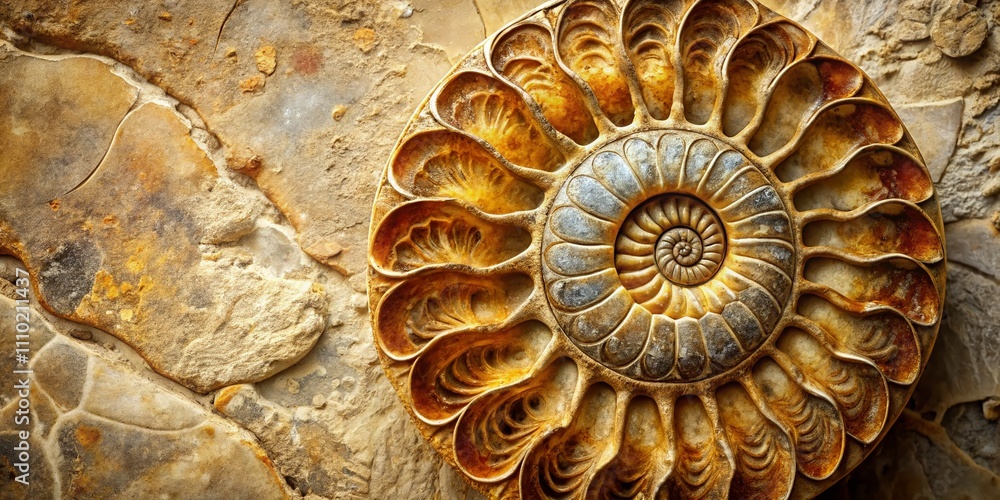 Aufkleber a stunning ammonite fossil on display with beautiful intricate patterns and textures, ideal for scie