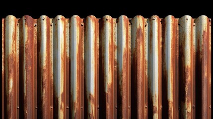 Rusty corrugated metal texture background with weathered patina for industrial design or vintage aesthetic projects