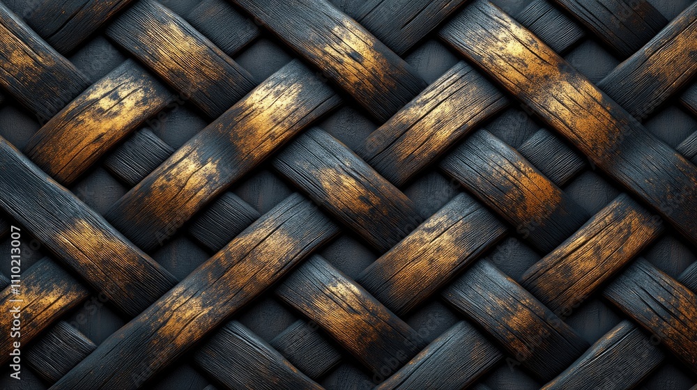 Poster woven texture background with intricate patterns featuring rich dark tones and metallic highlights f
