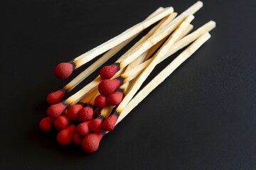 Wooden matchsticks on a dark background