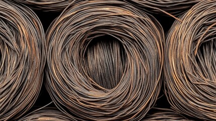 Worn steel welding wire coils showcasing a diameter of 2.6 mm perfect for industrial and recycling themes