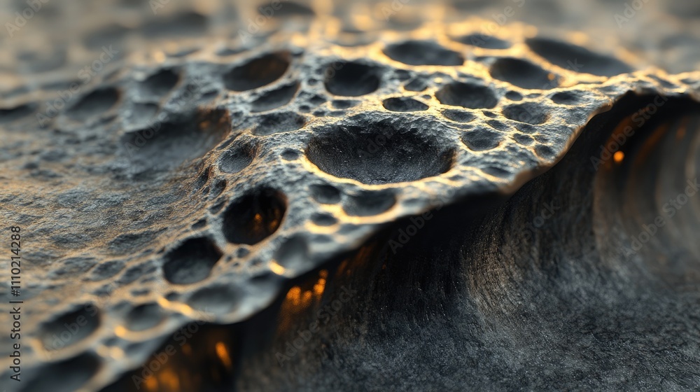 Poster surface texture of steel after notch cutting highlighting intricate patterns and light reflections i