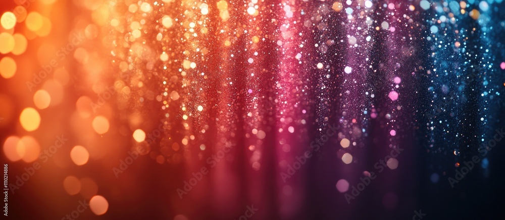 Poster Vibrant multicolor sparkle backdrop with shimmering bokeh lights creating a festive and celebratory atmosphere for various design projects
