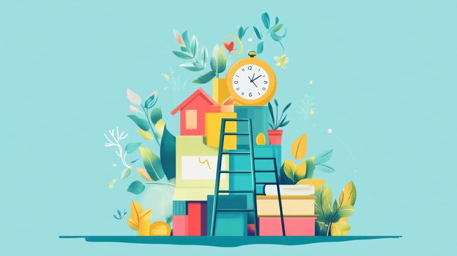 recommend clip art: book stack background illustration