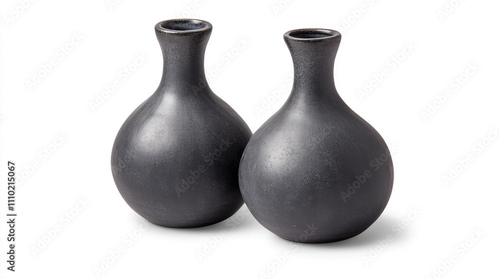 Poster handcrafted gray ceramic vases elegantly displayed against a pristine white background showcasing mi