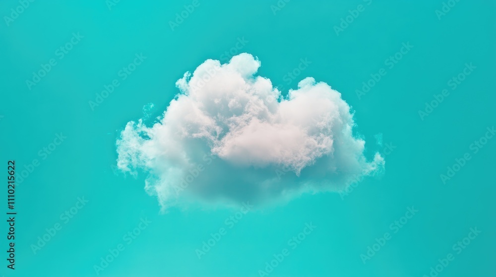 Poster cloud technology concept with a fluffy white cloud against a bright blue sky symbolizing data transf