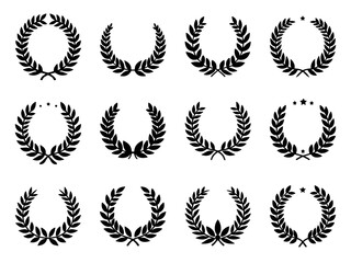 Collection of Laurel Wreath silhouettes:  Vector Illustrations of Award Winning Designs