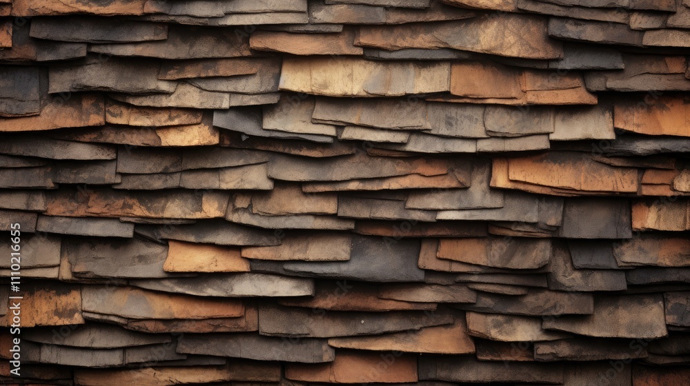 Poster textured layers of weathered roof tiles creating a rustic and historical background for architectura