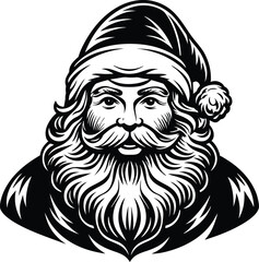 highly detailed Santa Claus vector illustration on white background silhouette 