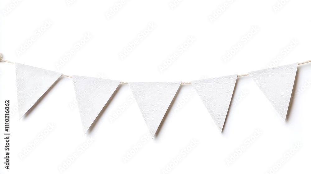 Poster minimalist white triangular banners on a plain backdrop for event decoration or design presentations
