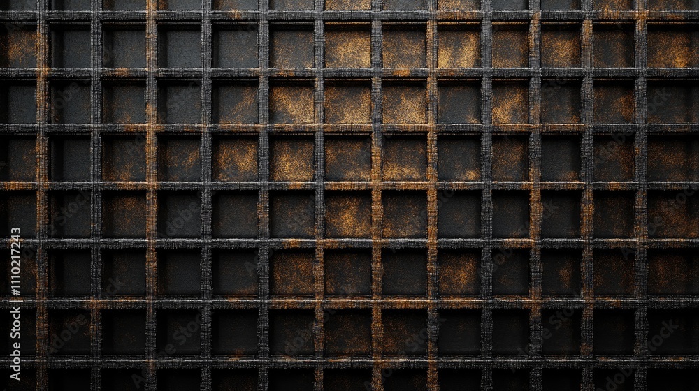 Poster steel grid texture for construction background with dark metal and rust elements ideal for architect