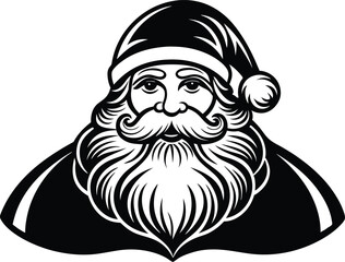 Highly Detailed Black and White Santa Silhouette Vector