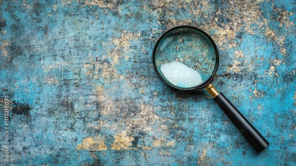 Poster data science exploration concept magnifying glass on vintage background symbolizing technology and d