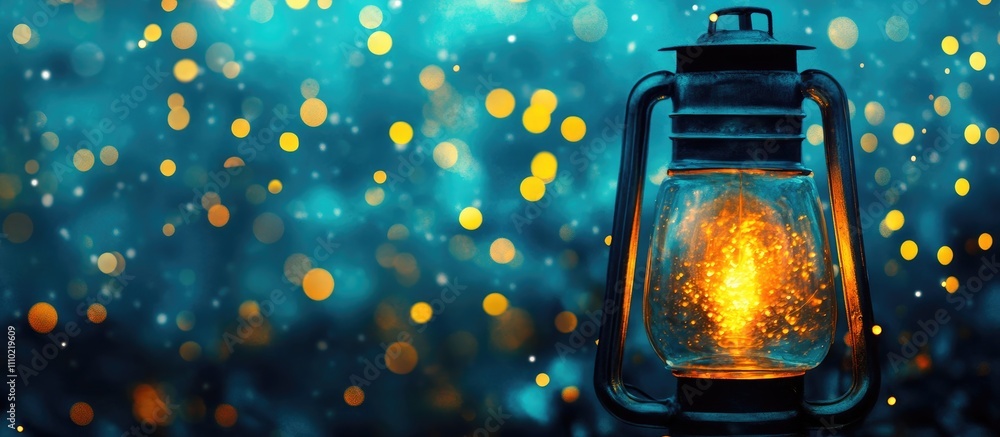 Aufkleber warm glowing christmas lanterns against a bokeh background creating a festive atmosphere during the 