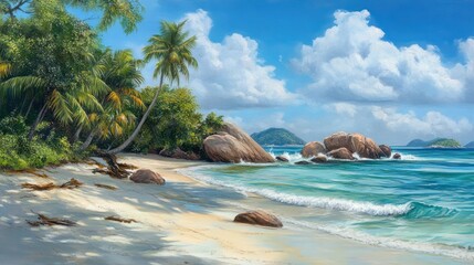 Mahe island, tropical beach in Seychelles