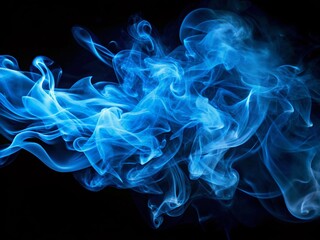 Bright Blue Smoke Swirling Against a Black Background – Ethereal Graphics for Abstract Art and Visual Effects, Perfect for Backgrounds and Creative Projects