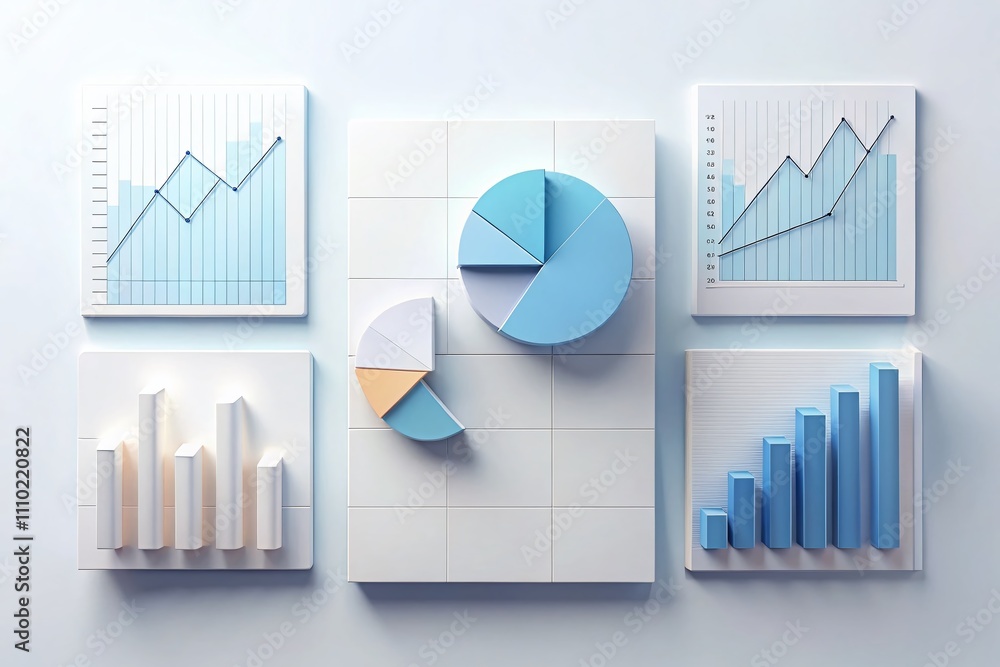 Aufkleber business chart illustration set featuring minimalist design elements for effective data visualizatio