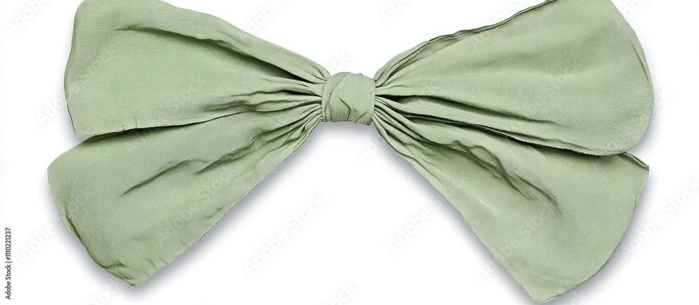 Poster Large green circular bow displayed on a clean white background showcasing soft texture and elegant design for decorative purposes.