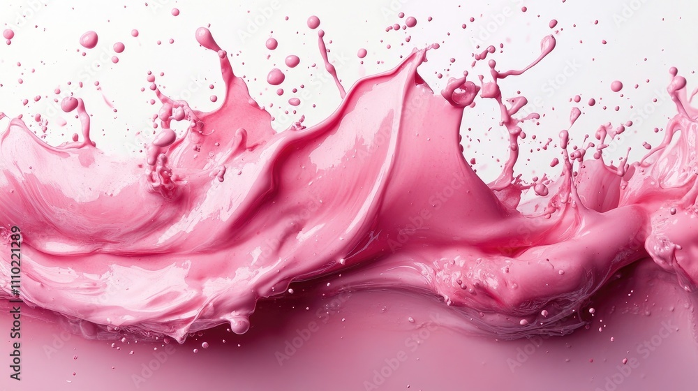 Poster vibrant pink paint splash capturing dynamic motion on a clean white background perfect for artistic 