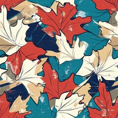 Colorful autumn maple leaves seamless pattern. (1)