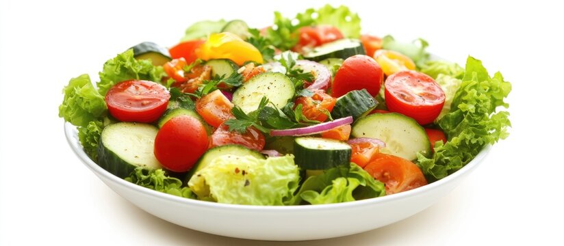 Colorful vegetarian salad with fresh vegetables in a bowl promoting healthy vegan dining and nutritious meal options for a balanced diet