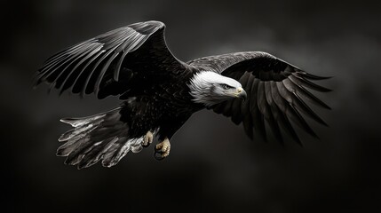 Obraz premium A bald eagle is flying in the sky