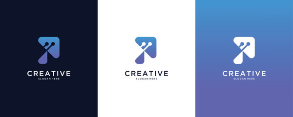 Idea Arrow technology, next, business finance vector logo design 