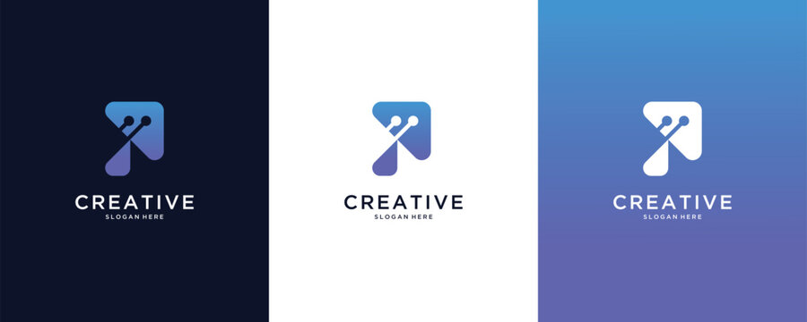 Idea Arrow technology, next, business finance vector logo design 