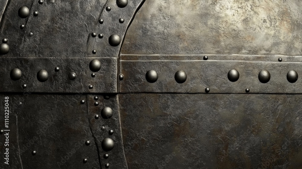 Poster rustic metal surface with rivets showcasing an industrial design featuring a textured background and
