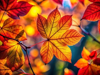 Captivating Autumn Silhouettes: Vibrant Colored Patterns on Leaves, Showcasing Nature's Artistry in Rich Hues for Stunning Photography and Design Projects