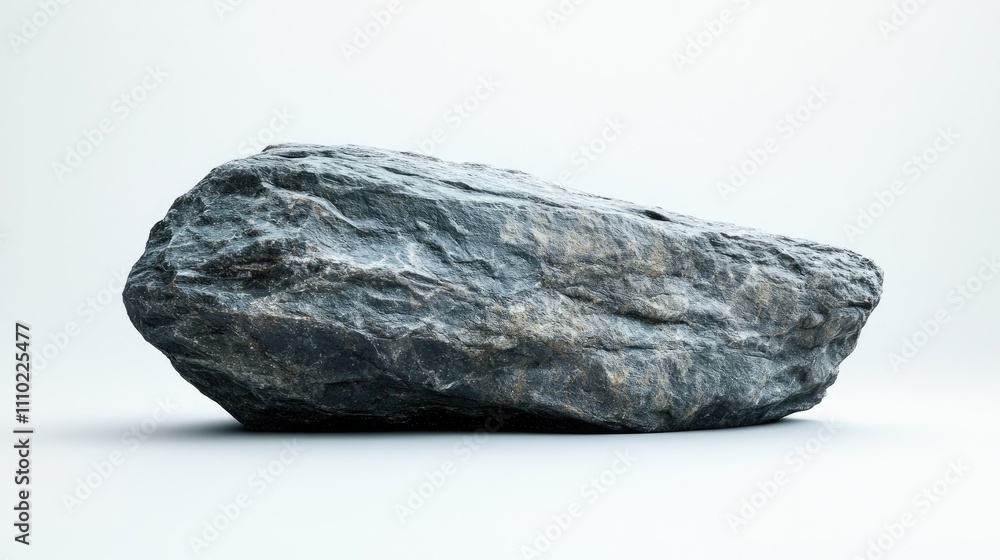 Aufkleber textured gray rock isolated on a clean white backdrop highlighting its natural features and unique g