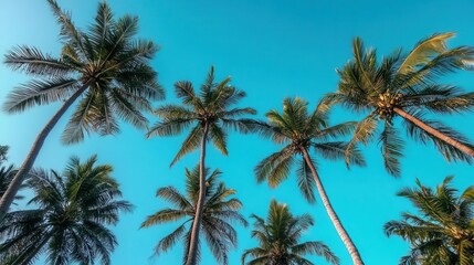 Fototapeta premium A travel image showing blue sky with palm trees