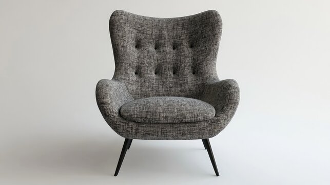 Stylish modern chair with tufted upholstery on white background showcasing elegant design and contemporary aesthetics
