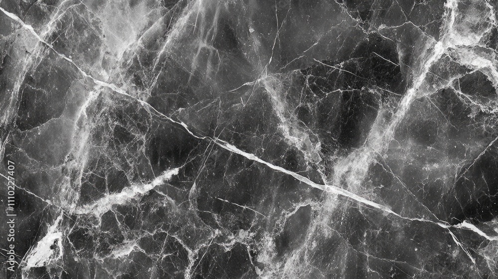 Poster Black and white marble texture with intricate veining suitable for elegant backgrounds and design projects.