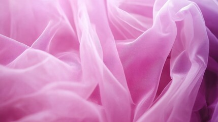 Obraz premium Delicate pink tulle fabric draped elegantly creating a soft textured background for design and artistic projects