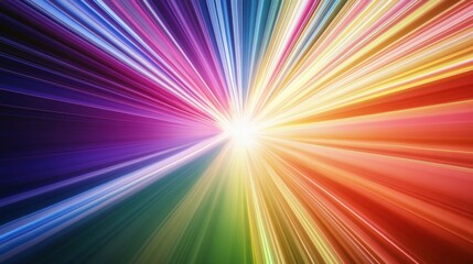 Obraz premium An abstract image of multi-colored light rays converging to form a unified, radiant spectrum on a clean backdrop