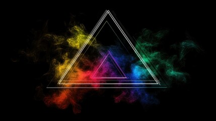 Colorful smoke within glowing triangle.
