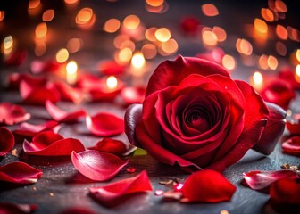 Captivating Close-Up of Red Rose Petals Creating a Romantic Valentine’s Day Background Perfect for Love-Themed Designs and Celebrations