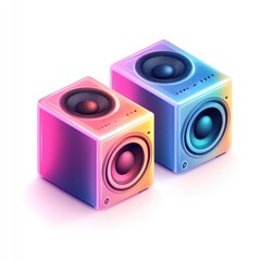 Obraz premium Colorful stereo speakers.