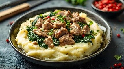 mashed potatoes with meat and sausage