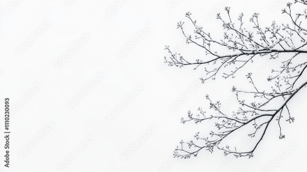 Poster delicate tree branches on a minimalist background showcasing nature's simplicity and elegance in a f